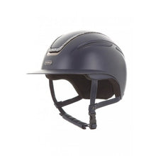 Load image into Gallery viewer, Evoke Callisto Wide Peak Crystal Frame Riding Hat - Navy/Silver