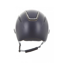 Load image into Gallery viewer, Evoke Callisto Wide Peak Crystal Frame Riding Hat - Navy/Silver