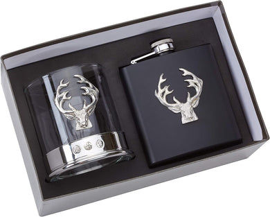 Farm Cottage Hip Flask and Whisky Glass Set