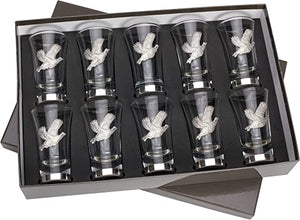 Farm Cottage Set of 10 Partridge Shot Glass Peg Finders